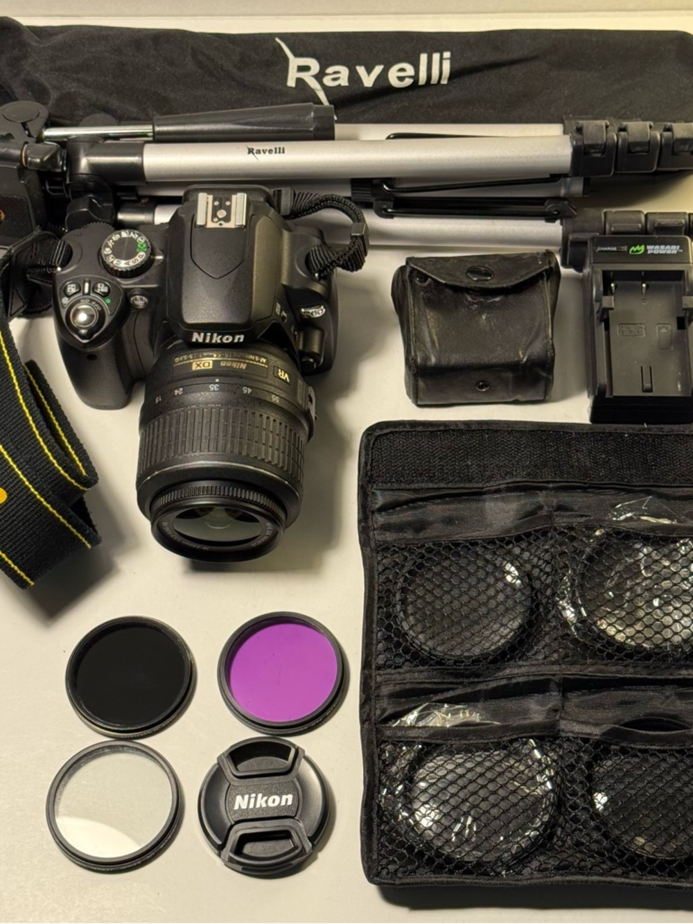 Nikon D60 Digital Camera w/ Zeikos and Polaroid Lens , Ravelli Tripod